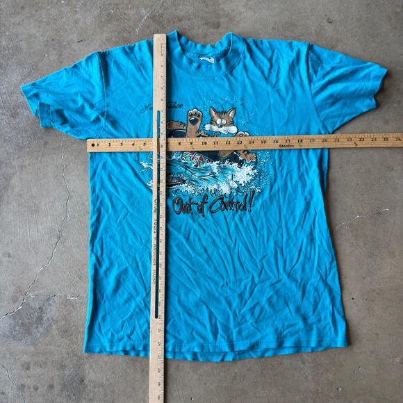 VINTAGE 90S FUNNY LAKE TAHOE CAT T-SHIRT DOUBLE SIDED GRAPHIC MENS LARGE - Picture 6 of 6